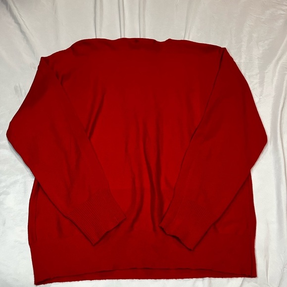 Adrienne Vittadini Red Crewneck Sweater with Cheers Design - Picture 3 of 4